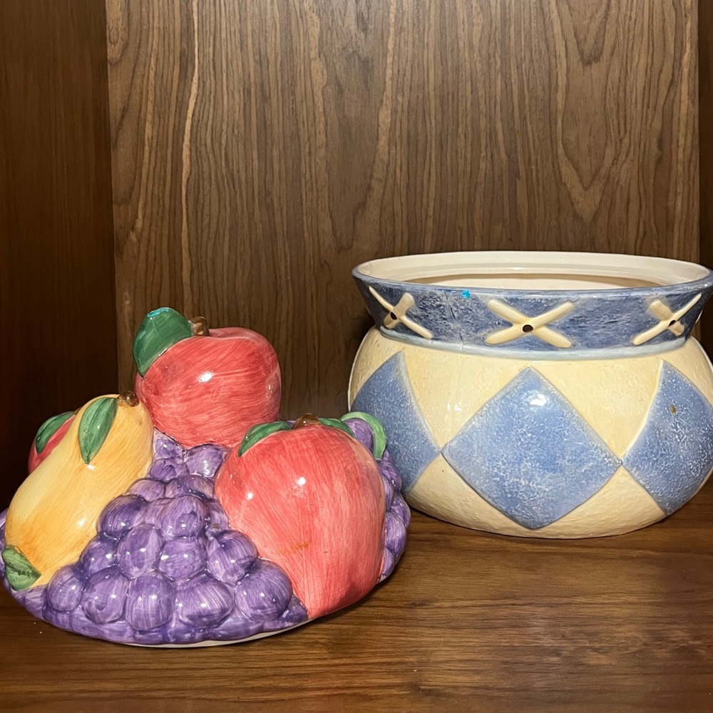 Colorful Fruit and Bowl Ceramic Decor